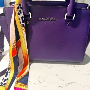 MICHAEL Michael Kors Purple Leather Medium Selma Satchel